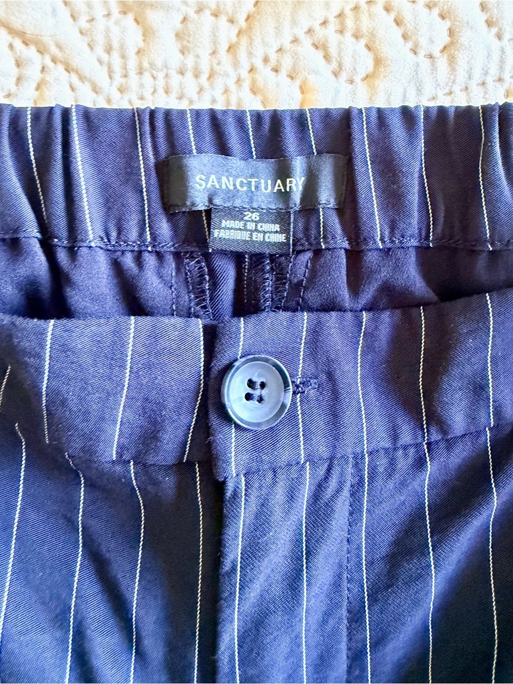 Sanctuary Navy Pinstriped Wide Leg Trousers - Picture 5 of 10